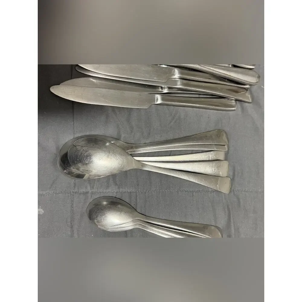 28 Pc Vintage Teardrop Flatware Set Stainless Silverware Service 7+